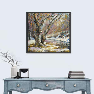 Frozen River and Winter Landscape Wall Art