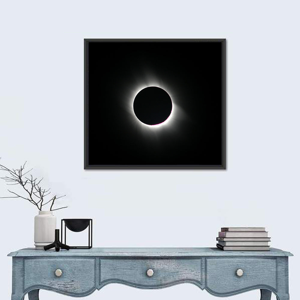 Centered Solar Eclipse Wall Art in a room, square