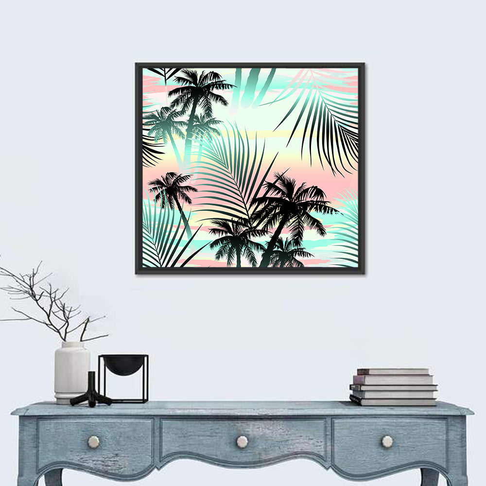 Tropical Summer Palms Pattern Wall Art