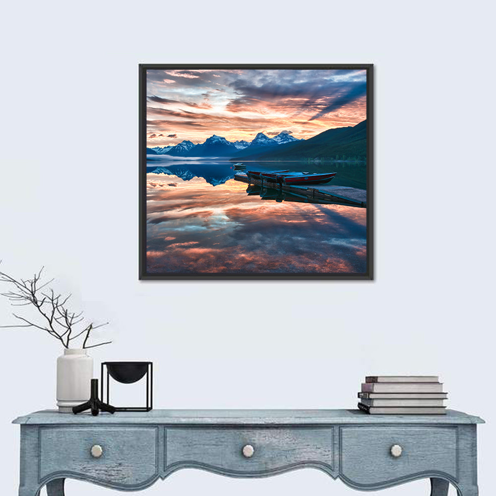 Lake Mcdonald Sunrise Wall Art in a room, square