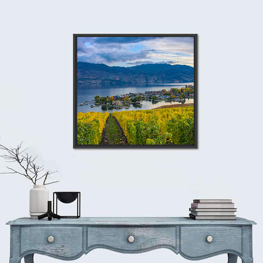 Okanagan Lake Vineyard, Kelowna Wall Art in a room, square