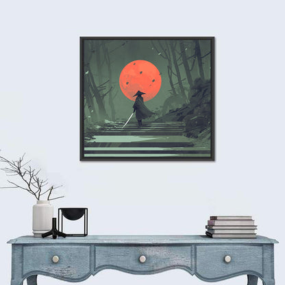 Samurai & Moon Wall Art