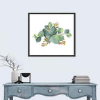 Eucalyptus Leaves with Pink Blossom Wall Art