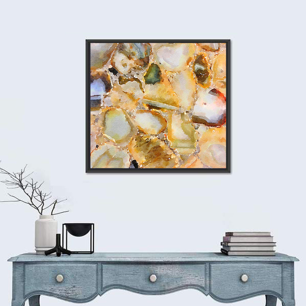 Golden Geode Mosaic Wall Art in a room, square