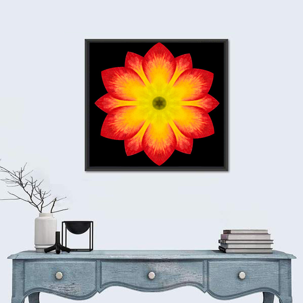 Red Yellow Mandala Flower Pattern Wall Art