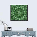Green Botanical Kaleidoscope Mandala Wall Art