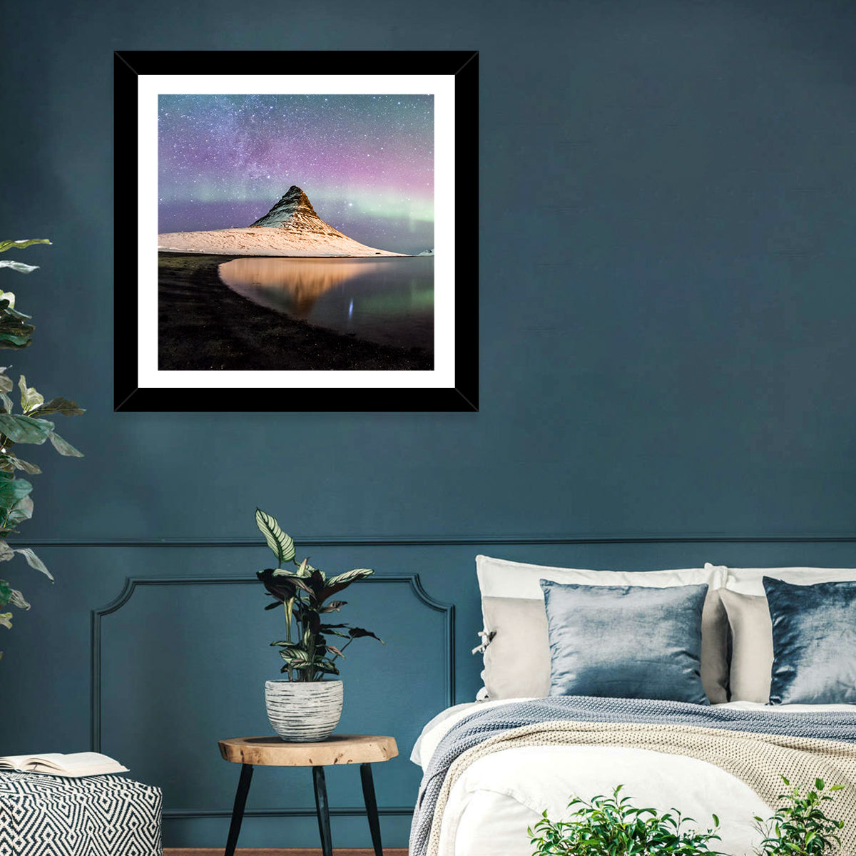 Kirkjufell Under the Milky Way Wall Art in a room, square