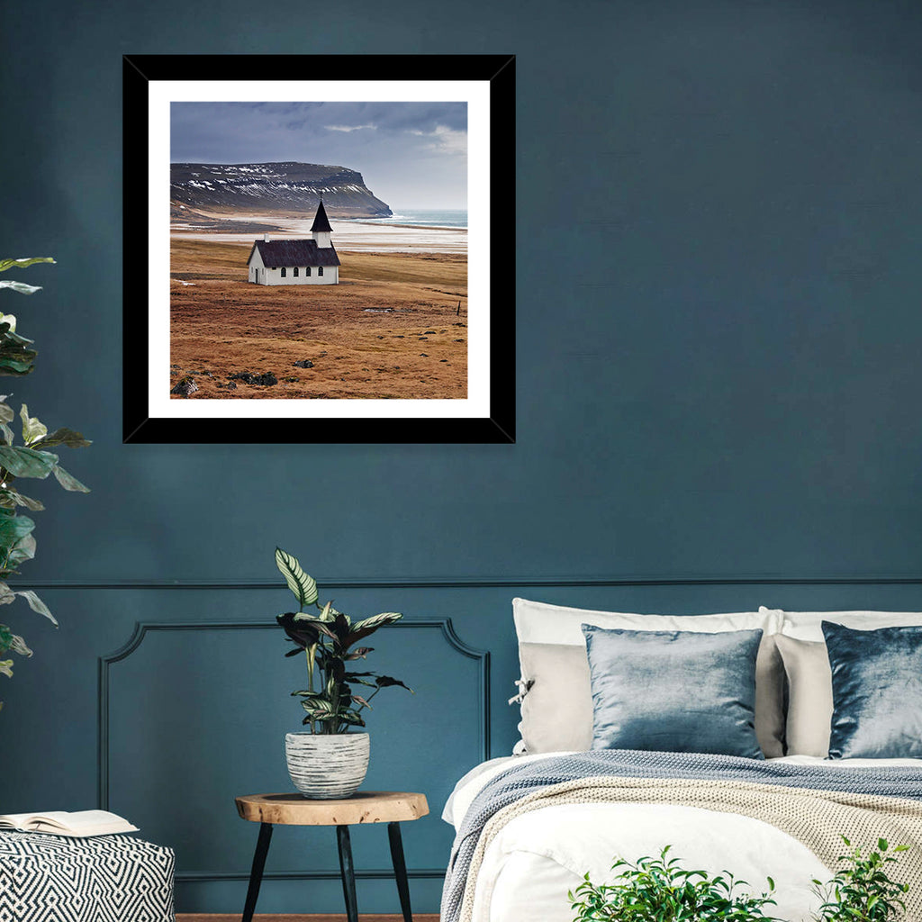 Icelandic Church with Dark Steeple Wall Art