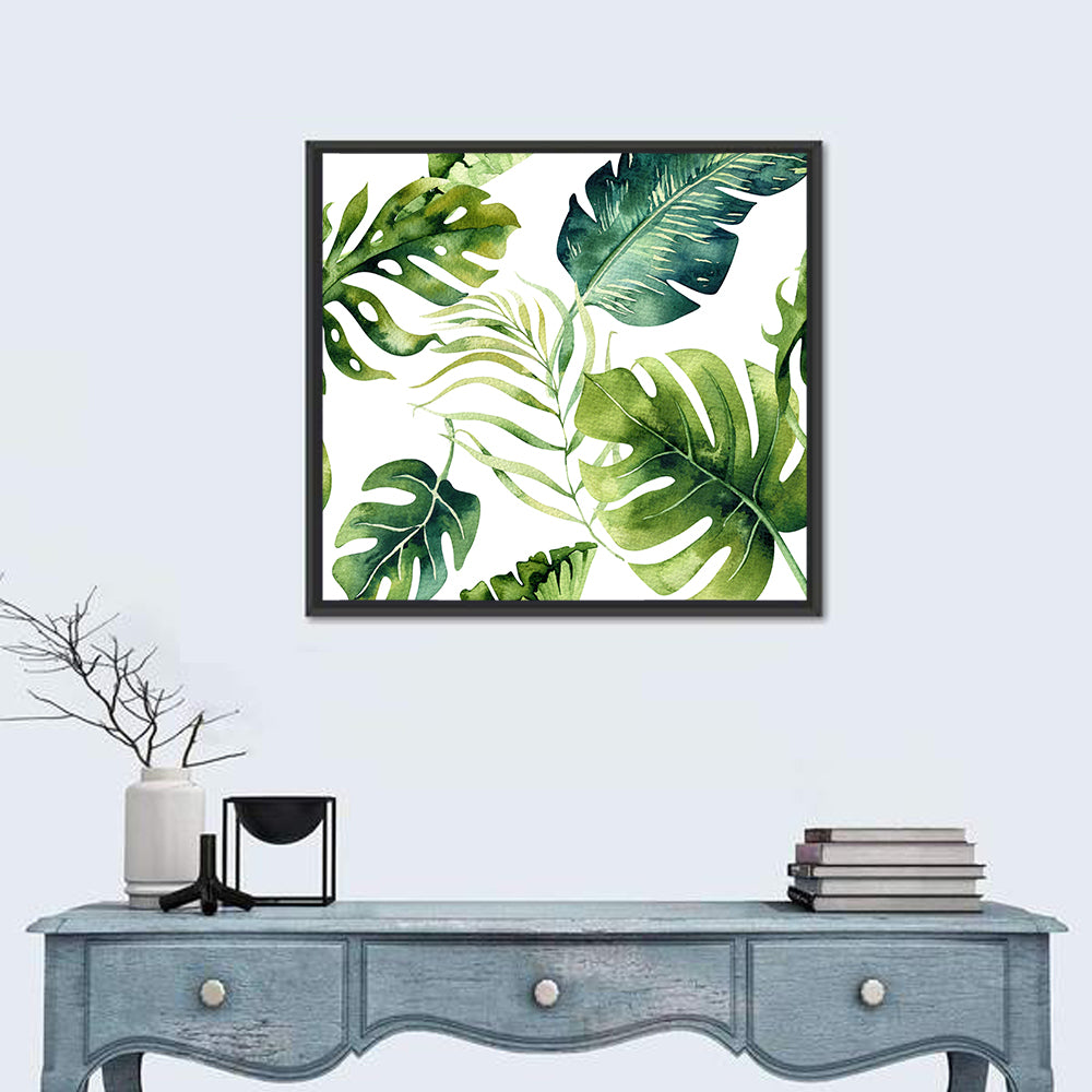 Tropical Watercolor Leaves Wall Art