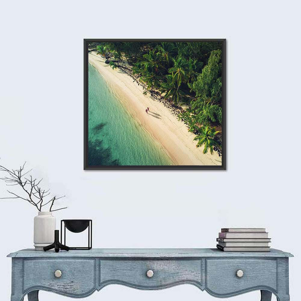 Dominica Beach Aerial, Late Afternoon Wall Art in a room, square