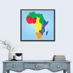 Color Coded Africa Map Wall Art