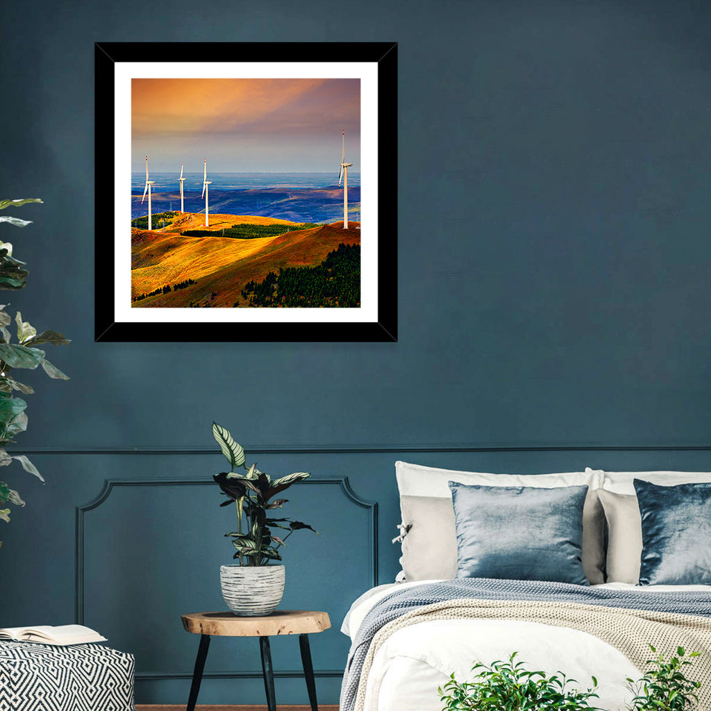 Golden Hour Wind Turbines Wall Art