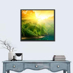 Golden Bamboo Riverbank Wall Art