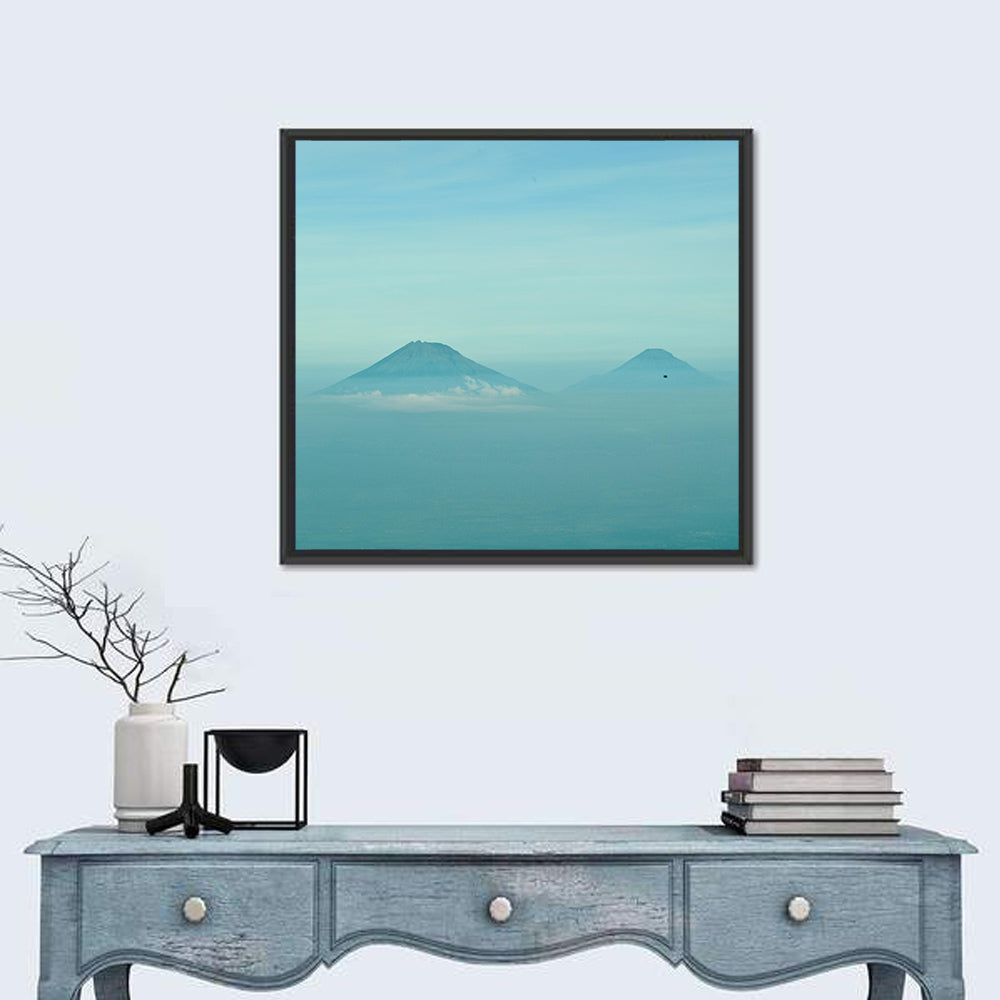 Sumbing and Sindoro Volcanoes Wall Art in a room, square
