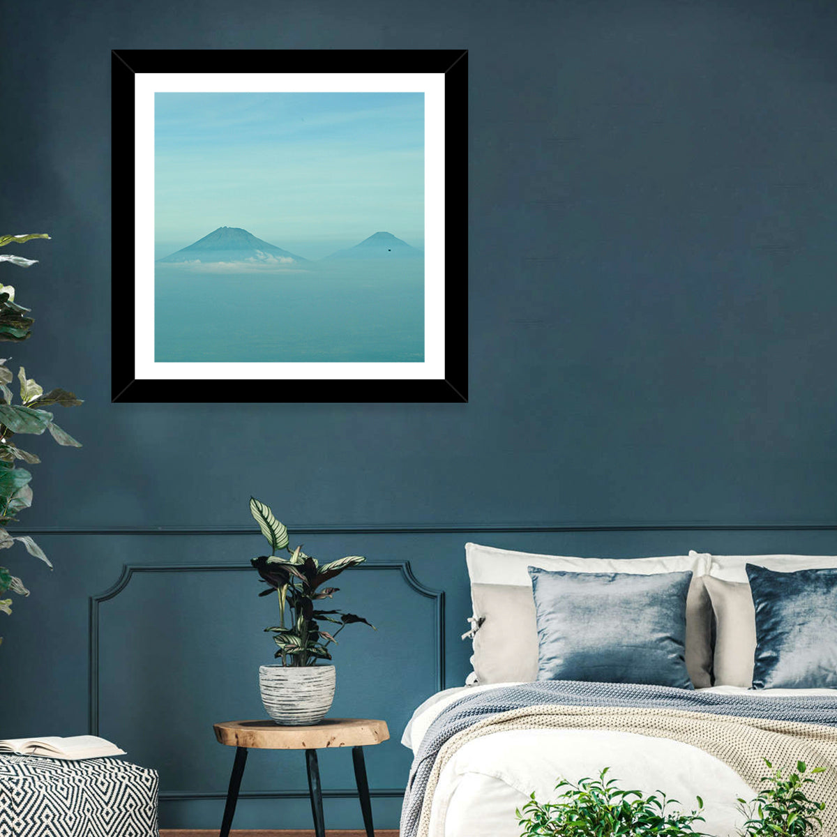 Sumbing and Sindoro Volcanoes Wall Art in a room, square