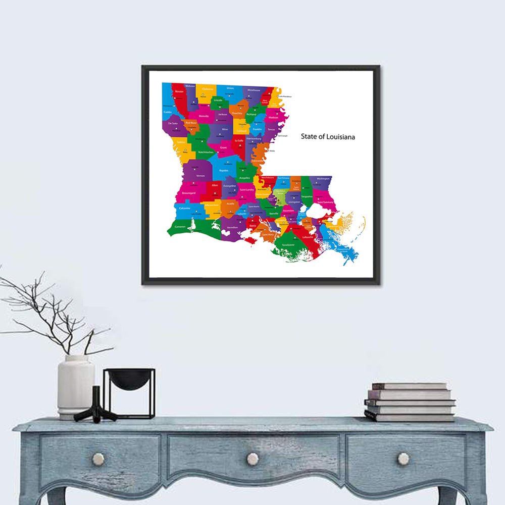 State of Louisiana Map Wall Art