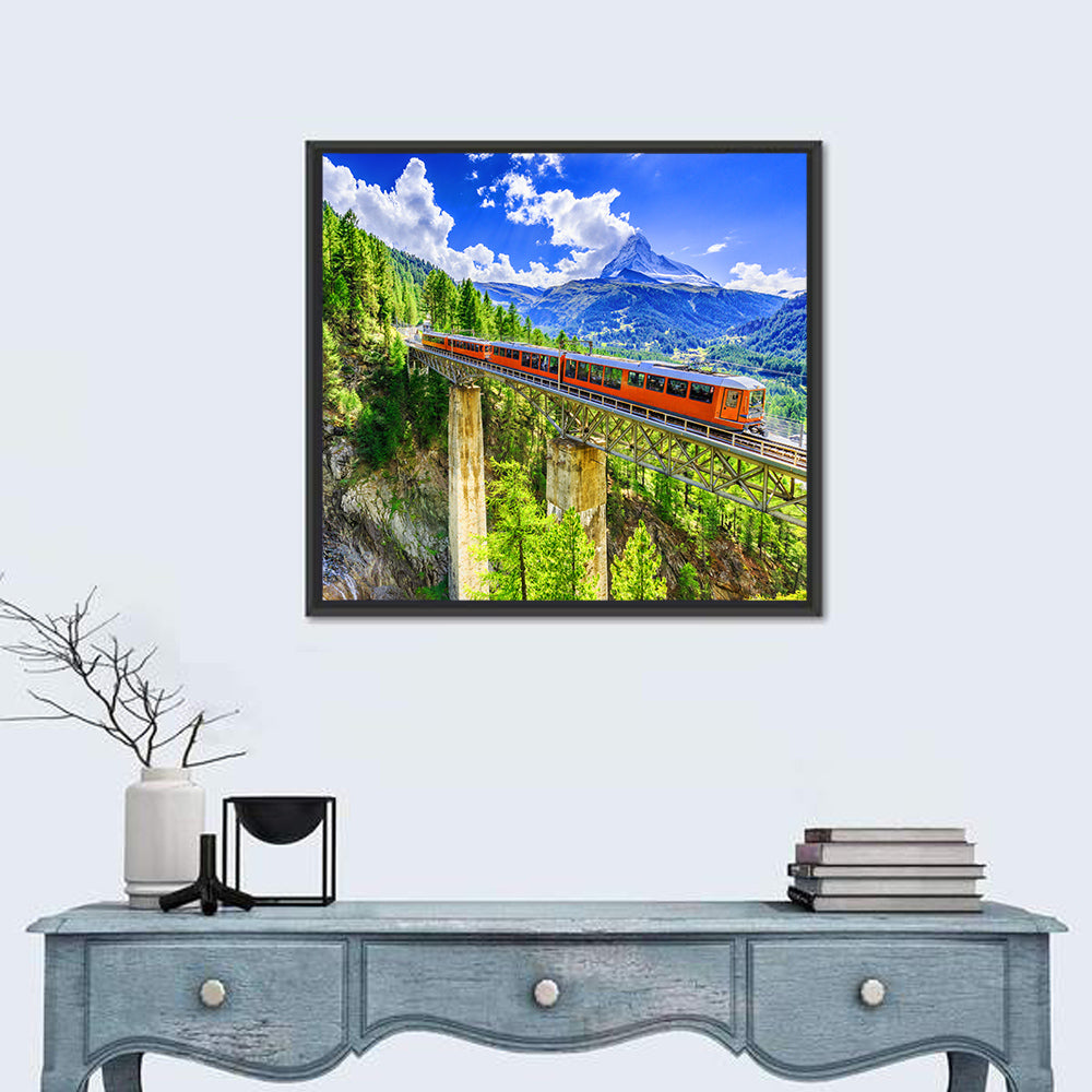Gornergrat Tourist Train Wall Art in a room, square