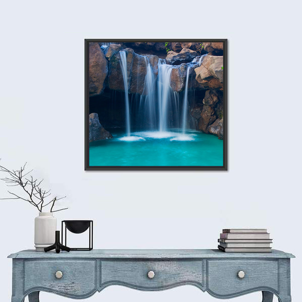 Waterfall Into Turquoise Pool Wall Art