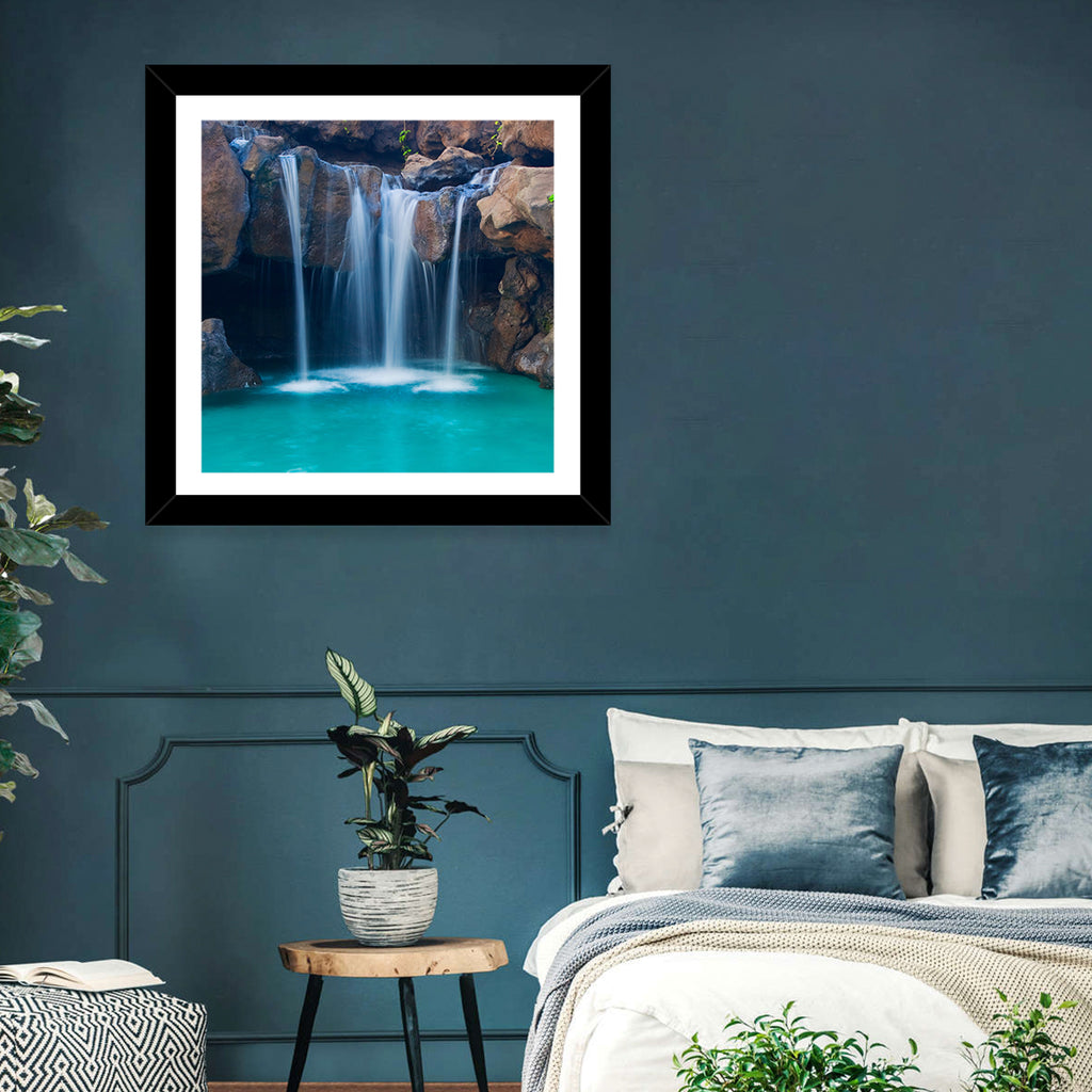Waterfall Into Turquoise Pool Wall Art