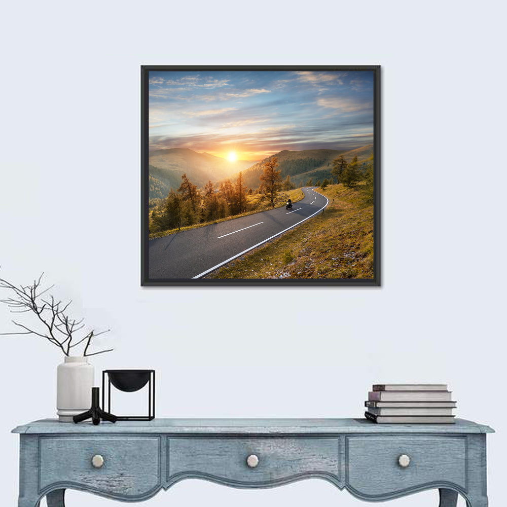 Alpine Highway at Golden Hour Wall Art in a room, square