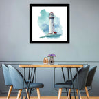 Red Roof Lighthouse Watercolor Wall Art