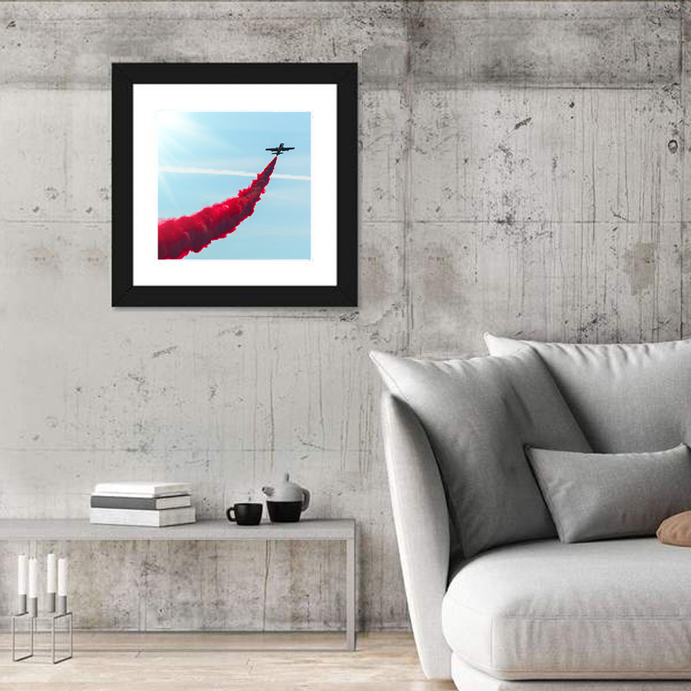 Jet with Red Smoke Trail Wall Art
