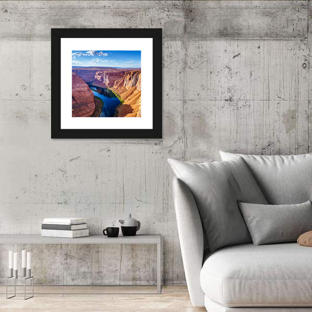 Horseshoe Bend Colorado River Wall Art in a room, square