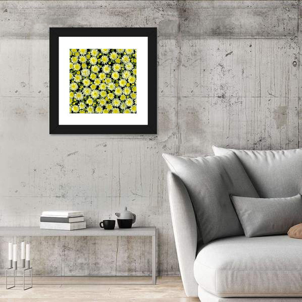 Yellow Chrysanthemum Bloom Pattern Wall Art