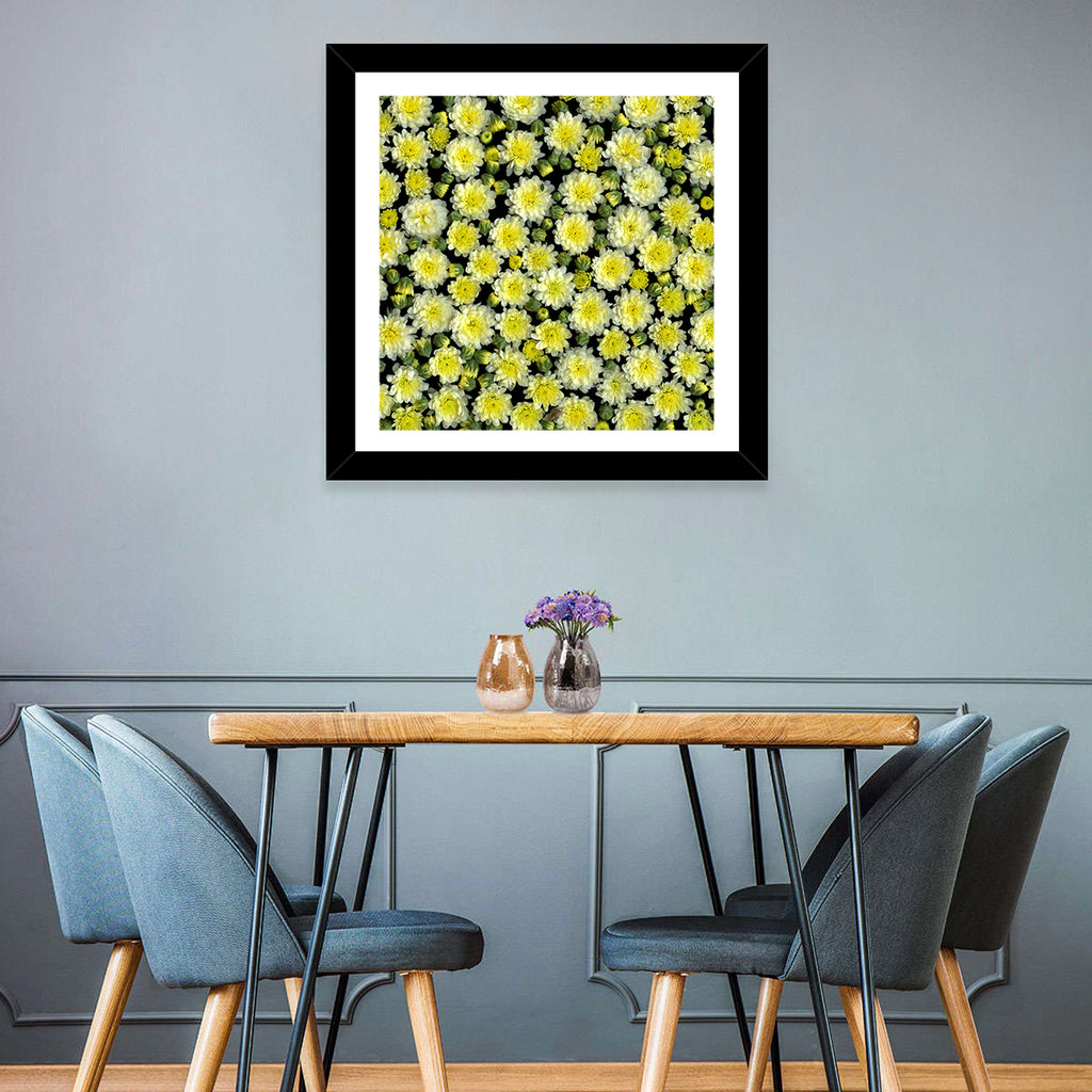 Yellow Chrysanthemum Bloom Pattern Wall Art