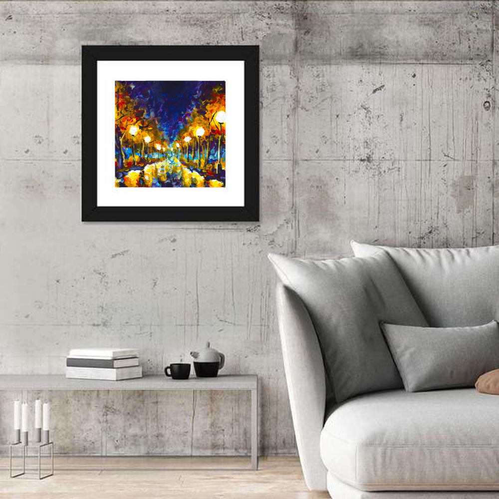 Autumn Evening Park Path Wall Art in a room, square
