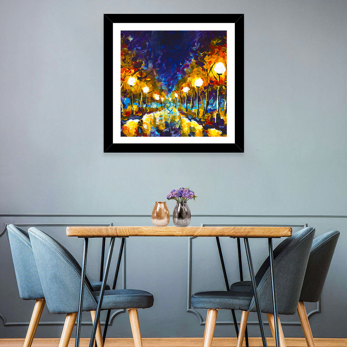 Autumn Evening Park Path Wall Art in a room, square