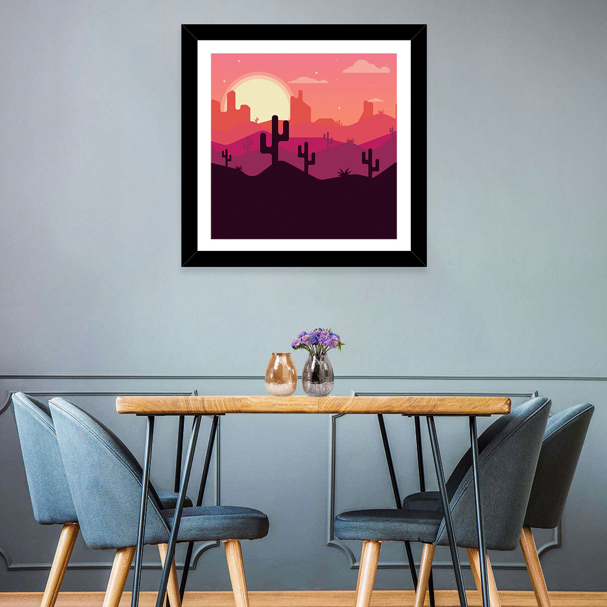 Desert Sunset Illustration Wall Art
