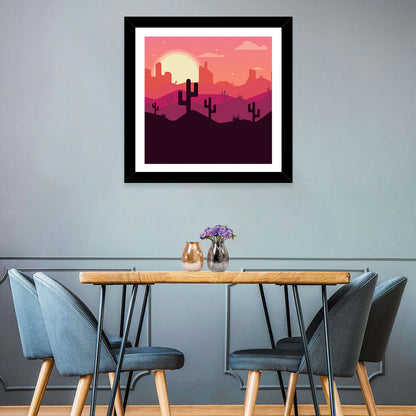 Desert Sunset Illustration Wall Art