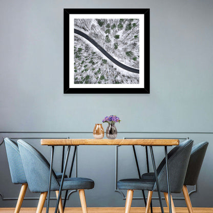 Snowy Forest Road Wall Art