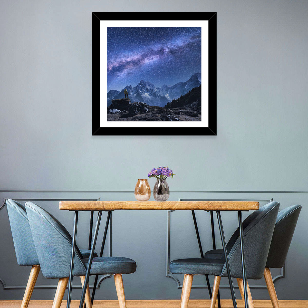 Milky Way Over Snow Capped Peaks Wall Art