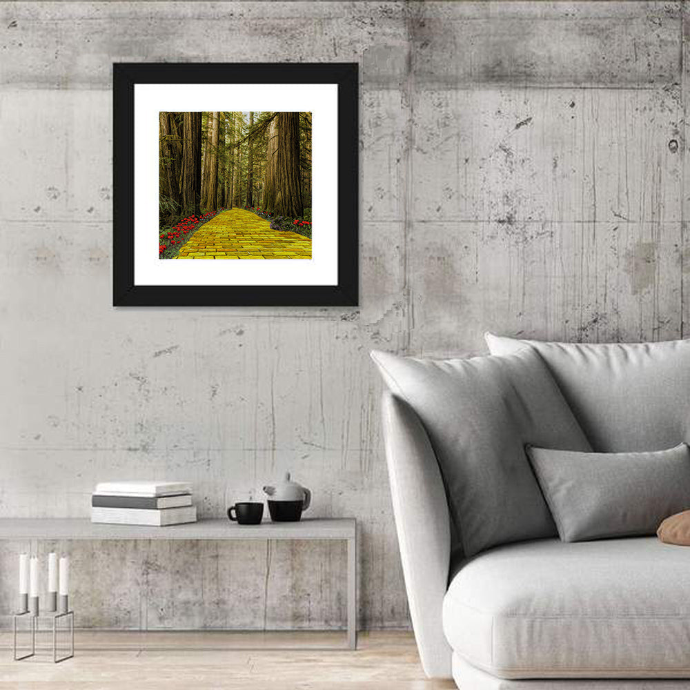 Yellow Brick Path Through Redwoods Wall Art