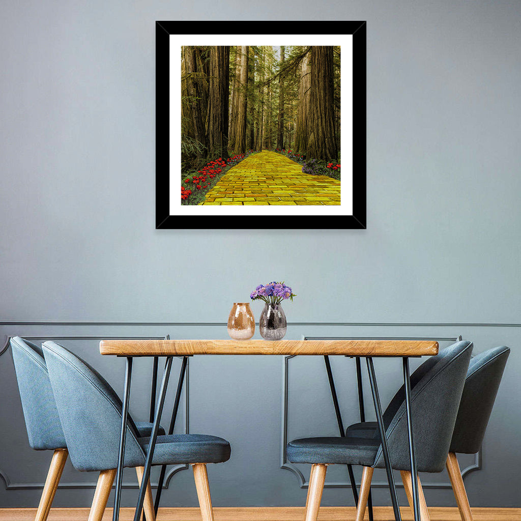 Yellow Brick Path Through Redwoods Wall Art