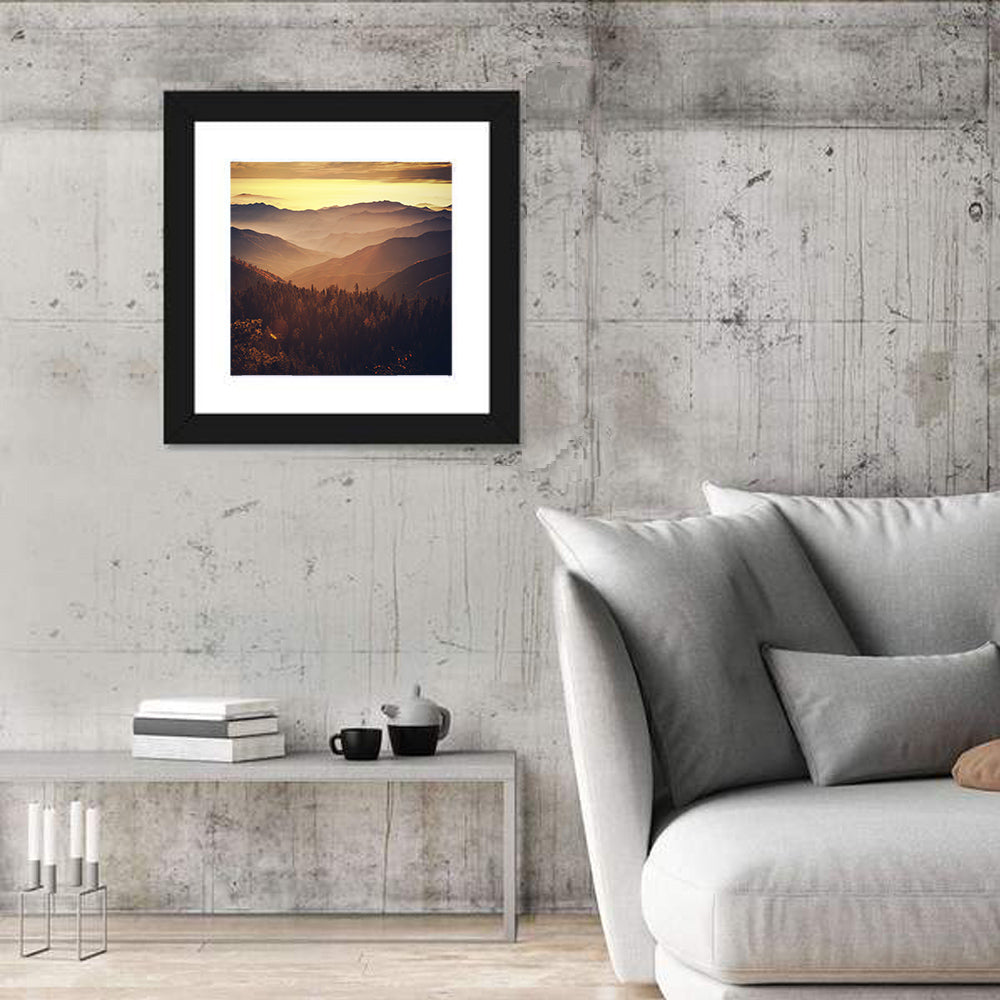 Sierra Nevada Mountains Wall Art in a room, square