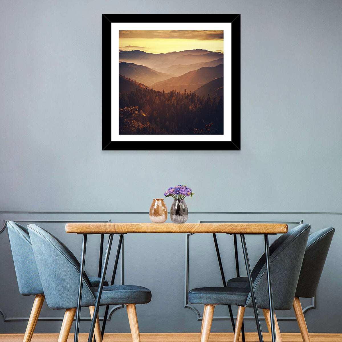 Sierra Nevada Mountains Wall Art in a room, square