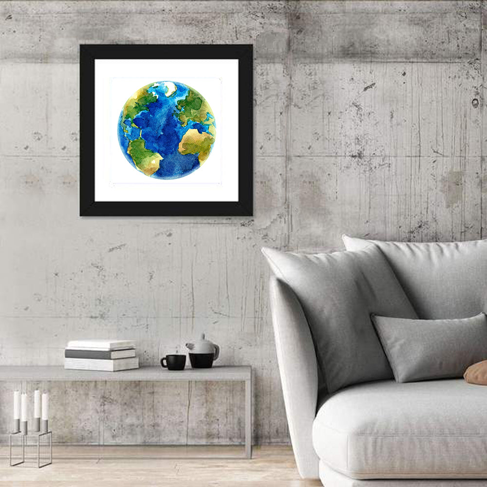 Watercolor Earth Globe Wall Art