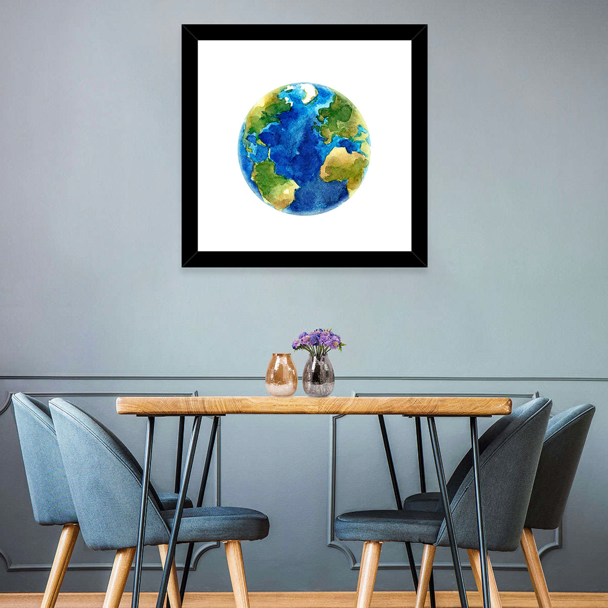 Watercolor Earth Globe Wall Art