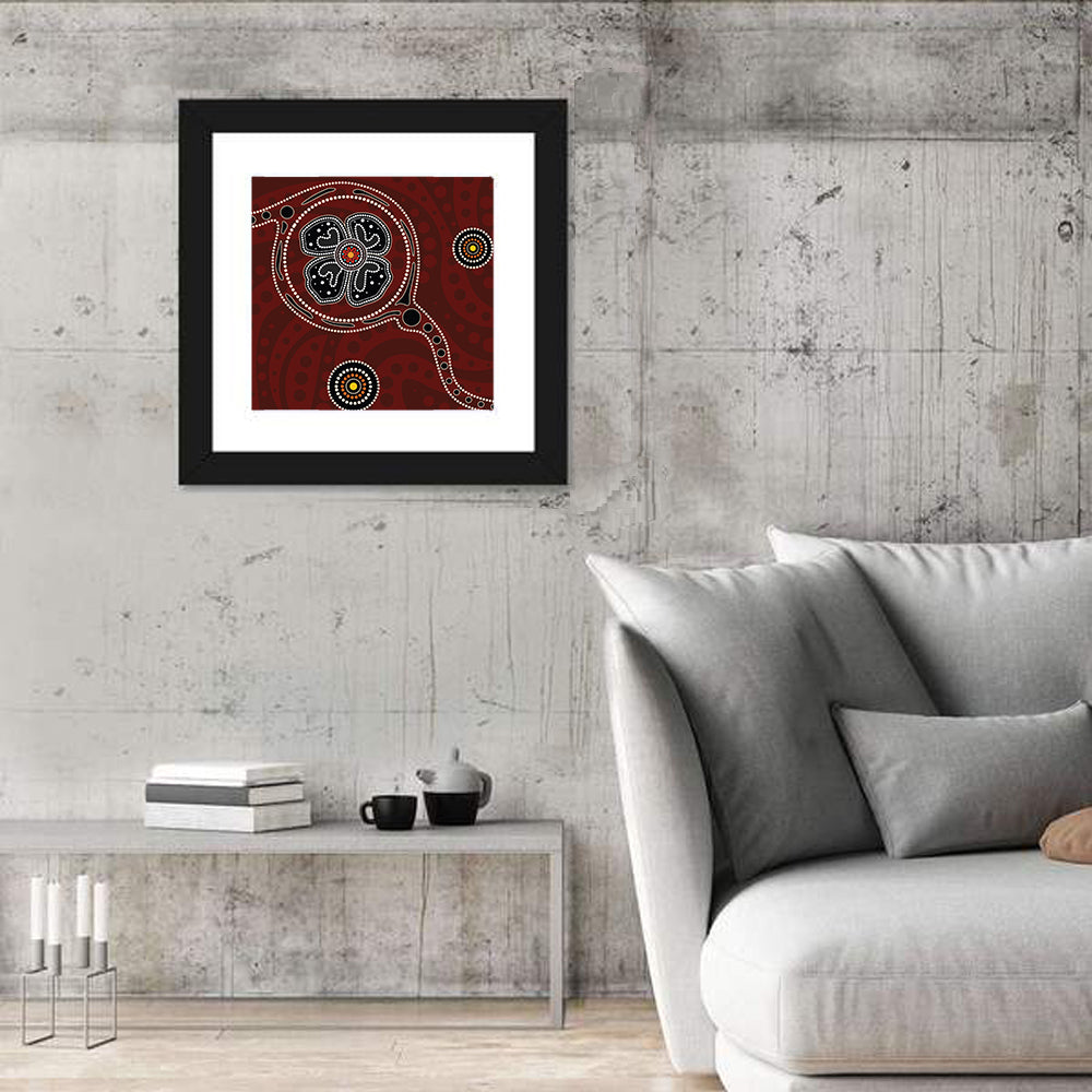 Aboriginal Poppy Dot Motif Wall Art