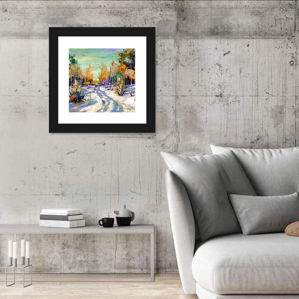 Winter Birch Forest Path Wall Art