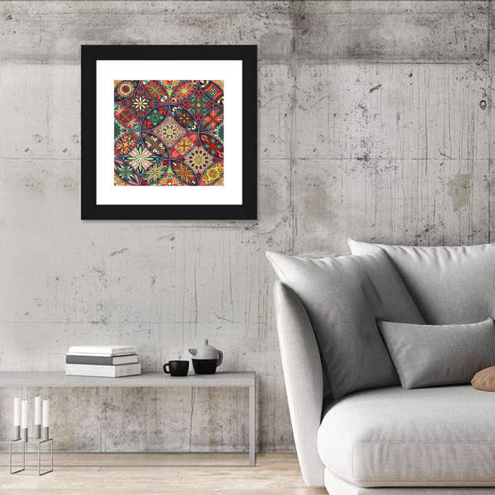Vintage Mandala Tile Pattern Wall Art