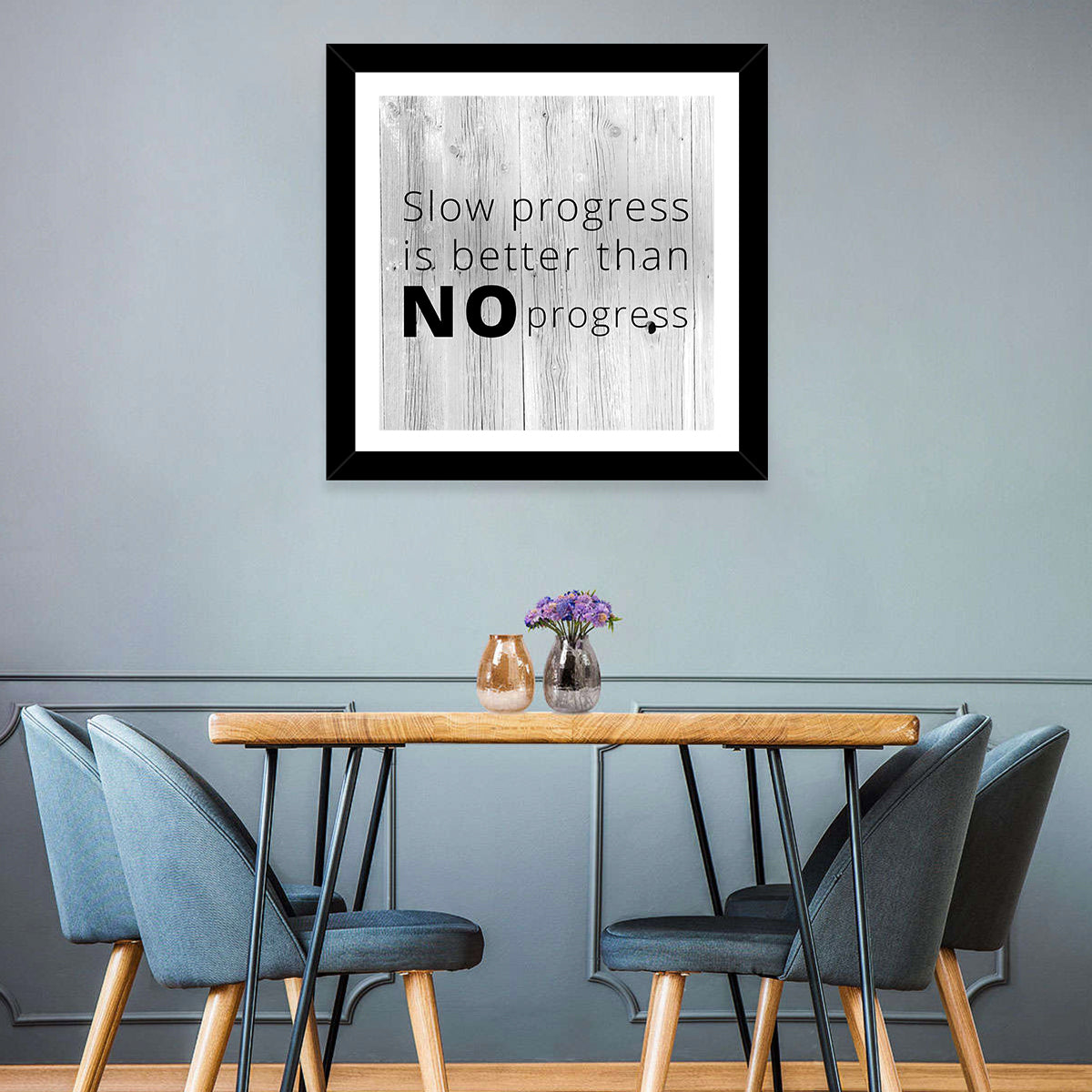 Slow Progress Better Than No Progress, Rustic Gray Wall Art