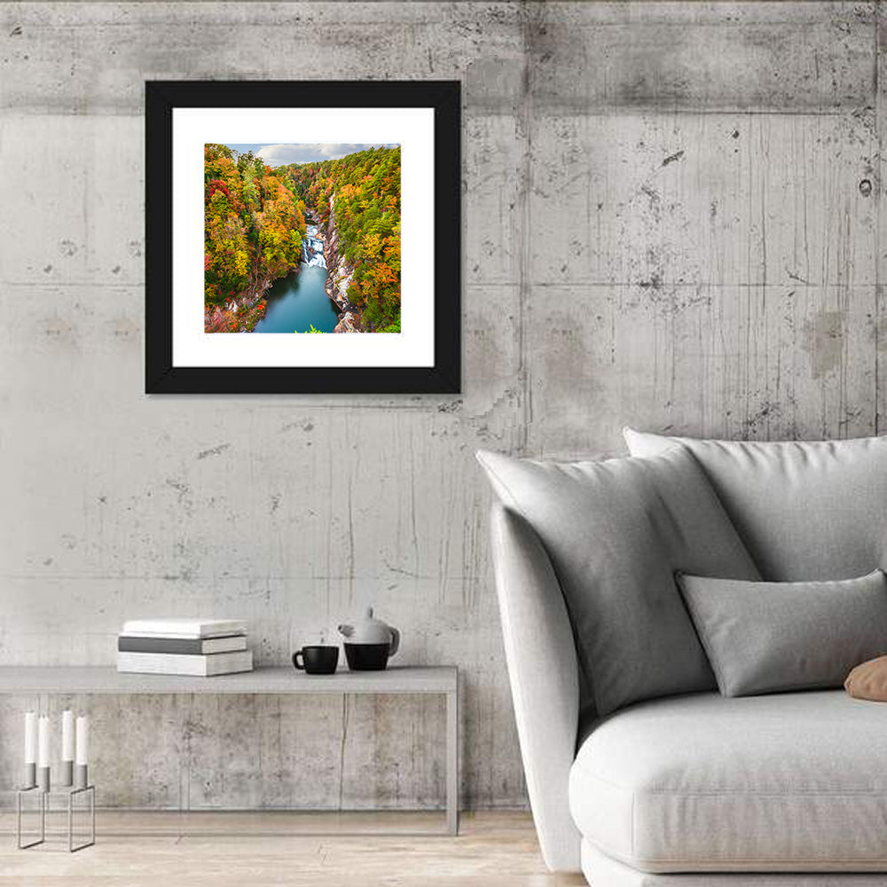 Tallulah Gorge Waterfall Wall Art in a room, square