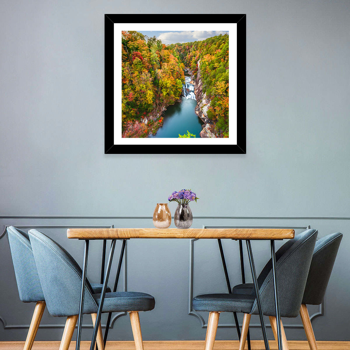 Tallulah Gorge Waterfall Wall Art in a room, square