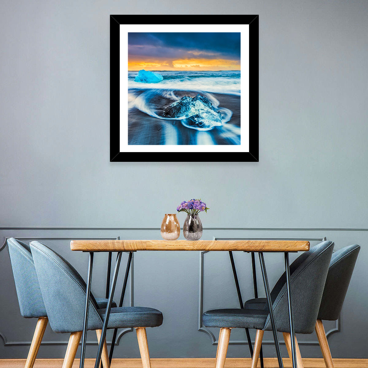 Diamond Beach Ice at Dusk Wall Art