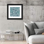 Striped Blue Palm Leaves Pattern Wall Art
