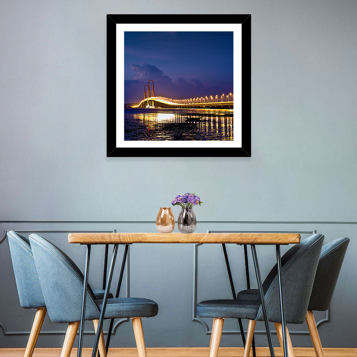 Suramadu Bridge at Dusk Wall Art